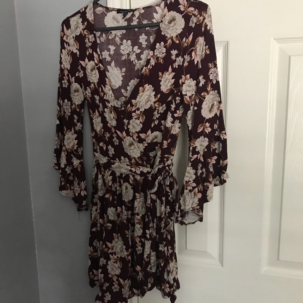 Maroon American Eagle Wrap Dress